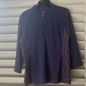 Izod Golf Golf Women's  Quarter-Zip , 3/4 sleeves with Patterned Sides; Sz: L;